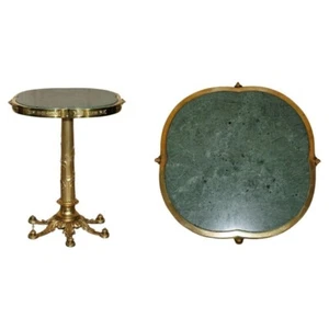 EXQUISITE ANTIQUE CIRCA 1900 BRASS SIDE END LAMP TABLE WITH THICK MARBLE TOP - Picture 1 of 17