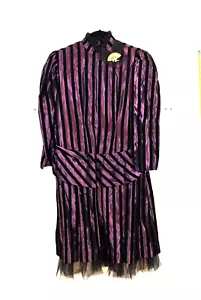 Vintage lila schwarz Samt Streifen Tropfen Schärpe Taille Mittwoch Käfersaft Enid - Bild 1 von 7