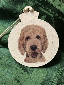 Handbemalter lockiger Goldendoodle Weihnachtsschmuck - Bild 1 von 1