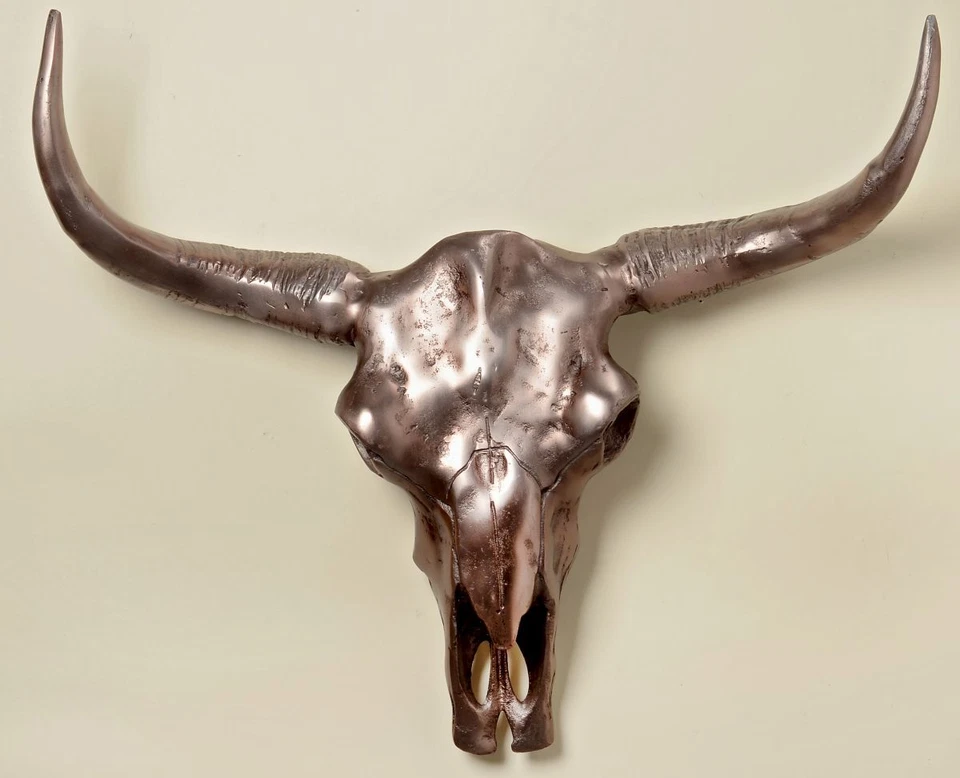 Alu Wand-Objekt kufperfarben Deko Büffel Schädel Wanddeko Bulle Tierschädel - Bild 1 von 1