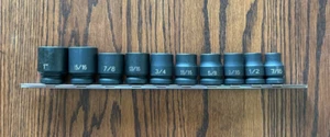 Grey Pneumatic 1/2"-Drive Magnetic SAE 10-Piece Impact Socket Set W/Rack NOS - Bild 1 von 6