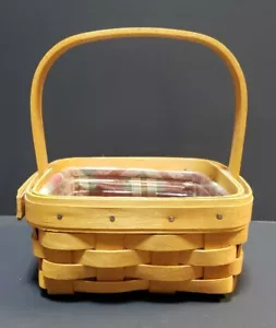 Longaberger 5.5" × 5.5" Tarragon Booking Basket W/Liner And Protector # 42323 - Picture 1 of 12