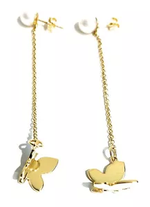 Orecchini pendenti farfalline perle fresh water argento sterling giallo - Foto 1 di 4