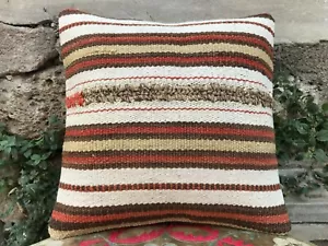Funda de almohada 16x16, almohada Kilim, almohada decorativa, almohada de lanzamiento, almohadas a rayas - Imagen 1 de 12