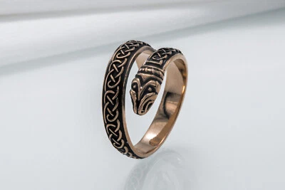 Anillo envolvente vikingo Jormungand banda serpiente nórdica hecho a mano joyería escandinava Foto 1 de 4