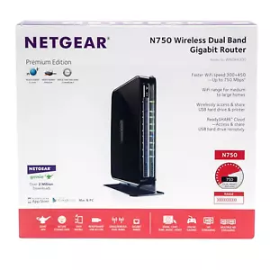 NETGEAR N750 WiFi 300+450Mbps Dual Band Gigabit Router WNDR4300 - Brand New - Picture 1 of 3