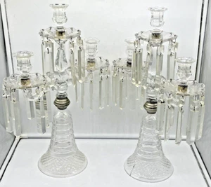 Antique Pair HEISEY Old Williamsburg 3-Light Lead Crystal Candelabras 20" H - Picture 1 of 23