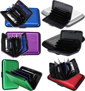 Set of 6 Aluminium Metal Credit Card Wallet Holder Mini RFID Wallet ID Case Gift - Picture 1 of 15