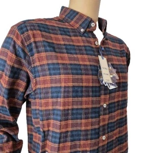 ROWM Men Shirt Size LT Tall Man Plaid Button Down Blue Long Sleeve Cotton - Picture 1 of 9