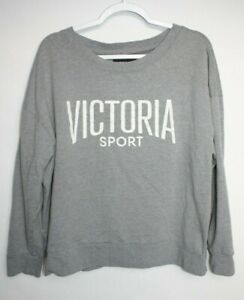 VICTORIA SPORT VS | Women's Size XL Gray Grey Wide Crew Neck Sweatshirt Pullover