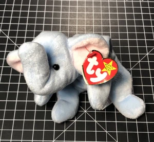 TY Beanie Baby Peanut with Tag Light Blue Elephant - Picture 1 of 3