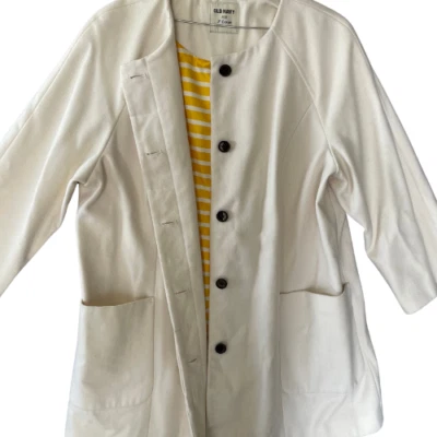 Abrigo antiguo azul marino para mujer minimalista blanco mezcla de lana XL Scandi Chic chaqueta de otoño Foto 1 de 4