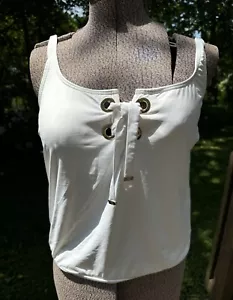 Michael Kors Women's Swim Top Tankini Adjustable Lace-Up Blouson Bathing Suit M - Picture 1 of 12