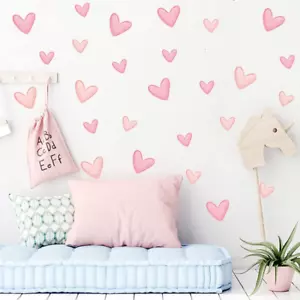 80Pcs Pink Heart Shape Wall Stickers for Bedroom Living Room Girls Room Decorati - Picture 1 of 12