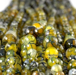 CYPRESS AGATE GEMSTONE SMOKY YELLOW GRADATE FACET ROUND 14MM-6MM BEADS 17inch - Picture 1 of 4