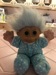 Vintage Russ Troll Kidz Doll 10" Plush Light Blue Hair Soft Body Blue Eyes Pre-O - Picture 1 of 11