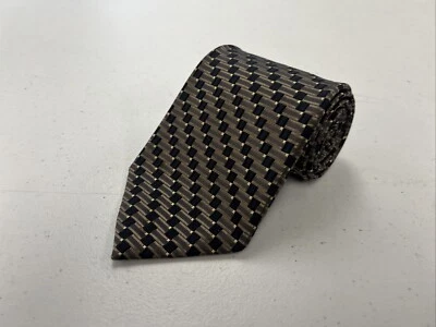 Мужской серый и коричневый шелковый галстук Hickey Freeman с геометрическим узором 225 долл. США - Изображение 1 из 4