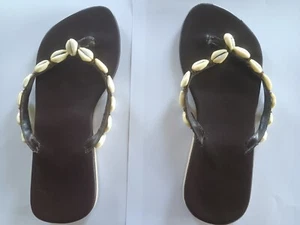 Damen Sandalette Sandale Echtleder mit Kauri Muscheln gr. 38 - Bild 1 von 6