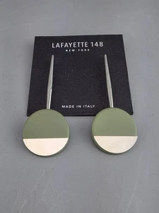 Lafayette 148 New York Scheibe Ohrhänger Silber Grün Statement 3" Italy Made - Bild 1 von 3
