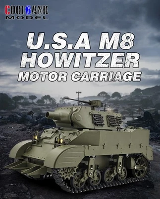 U.S.A WWII M8 Howitzer Motor Carriage 15CH RC Tank With Open Turret-Lights-Smoke - Image 1 of 4