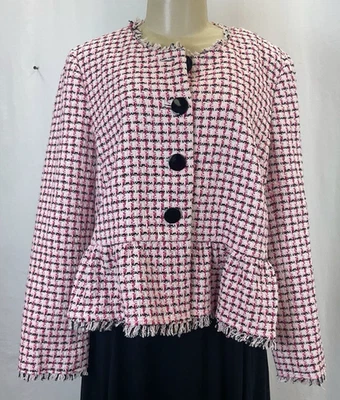 Chaqueta de tweed Kate Spade nueva con etiquetas | Rosa/Blanco/Negro | Para mujer Talla 14 Foto 1 de 4