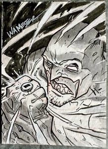 Tarjeta de boceto de arte de cómic original de Batman con anillo de linterna verde, por Jeff Wamester - Imagen 1 de 4