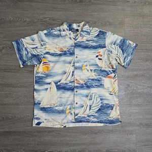 Camisa de velero azul vintage POLO RALPH LAUREN para hombre talla XL hawaiana abotonada - Imagen 1 de 16