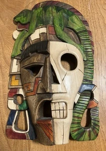 Wooden hand carved Mayan mask - Picture 1 of 4