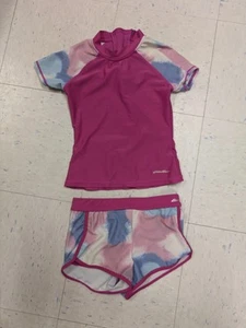 Eddie Bauer Girls Rashguard Swim Set Size Kids S (7/8). Shorts w Liner Pink - Picture 1 of 6