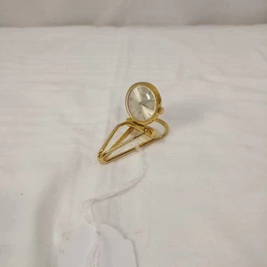 Vintage Kartenstopper Uhr Metall vergoldet Italien 20. Jahrhundert Original - Bild 1 von 5