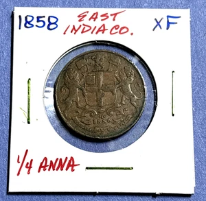 1858 East India Co. 1/4 Anna, one quarter Anna copper EF/XF condition - Picture 1 of 4