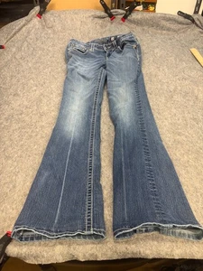 Miss Me Jeans Herren Bootcut Blau Denim Größe 30 Verzierte Taschen - Bild 1 von 12
