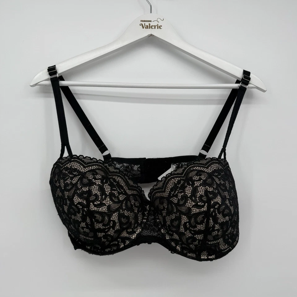 Sujetador pushup Gilligan & O’Malley negro encaje balconette talla 40D Foto 1 de 4