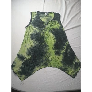 Camicetta donna Y2K vintage gotica verde fata nera Sami + Jo cascata tinta unita XL - Foto 1 di 8