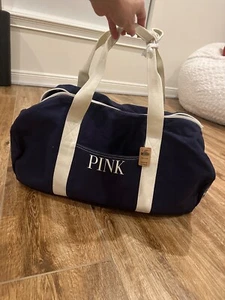 NWT Pink Canvas Duffle Bag, Navy Blue *FAST SHIPPING* Over Night Bag, Travel bag - Picture 1 of 3