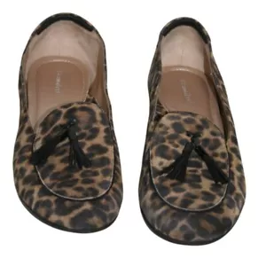 BeautiFeel Chloe Leopard Print Ballet Flats Size 40 (US 9) Suede Tassels - Picture 1 of 9