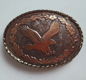 Vintage 1980s Polished Belt Buckle American Bald Eagle Freedom Made in USA - Picture 1 of 3
