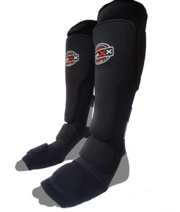 Maxx Neoprene Gel Shin Instep Pads MMA Leg Foot Guards Kick Protector Muay Ufc V - Picture 1 of 4