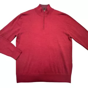 UNTUCKit Sweater Mens Medium Red Wool Mock Neck Long Sleeve 1/4 Zip Pullover - Picture 1 of 8