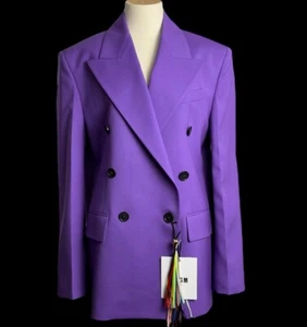 BNWT Women’s MSGM Double Breasted Purple Blazer UK6 IT38 Pure Wool RRP £725 - Picture 1 of 6