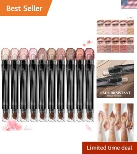 10PCS Eyeshadow Stick,Shimmer And Neutral Champagne Pink Metallic Eye Shadow ... - Picture 1 of 9