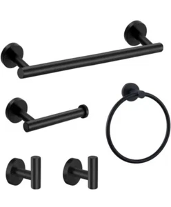 Bathroom Hardware Set, 5 Pieces Matte Black SUS304 Stainless Steel New Free Ship - Picture 1 of 2