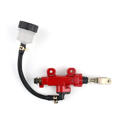 Moto Universal Rear Master Cylinder Hydraulic Brake Pump Fluid Reservoir Red US- - Image 1 of 4