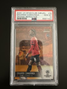 2020 Topps Stadium Club Chrome Eduardo Camavinga Orange Refractor /25 PSA 10