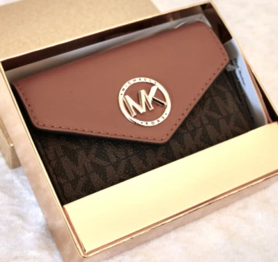 Michael Kors Portemonnaie Geldbörse Geldbeutel Greenwich MD  Trifold LOGO BRAUN - Bild 1 von 4