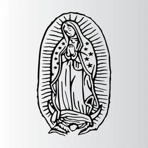 Virgin Mary Guadalupe LARGE 15" x 9" Outdoor Durable BLACK Decal Sticker - Picture 1 of 1