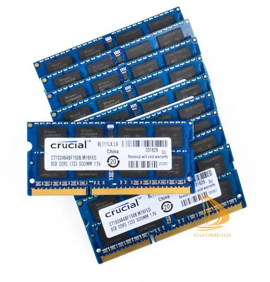 Crucial 80 GB DDR3 RAM 10x 8 GB 2Rx8 PC3-10600S 1333Mhz SODIMM Laptop Memory @hp - Image 1 of 4