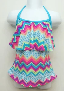 SO Aqua Blue Mint Halter Tankini Top Swimwear Kids Girls S(7/8) - Picture 1 of 2