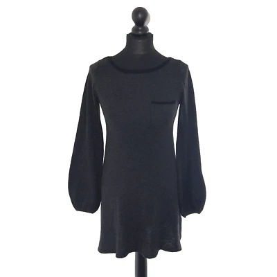 Vestido túnica jersey manga obispo gris Topshop mezcla de lana Reino Unido 8 *excelente estado* de colección y2k Foto 1 de 4