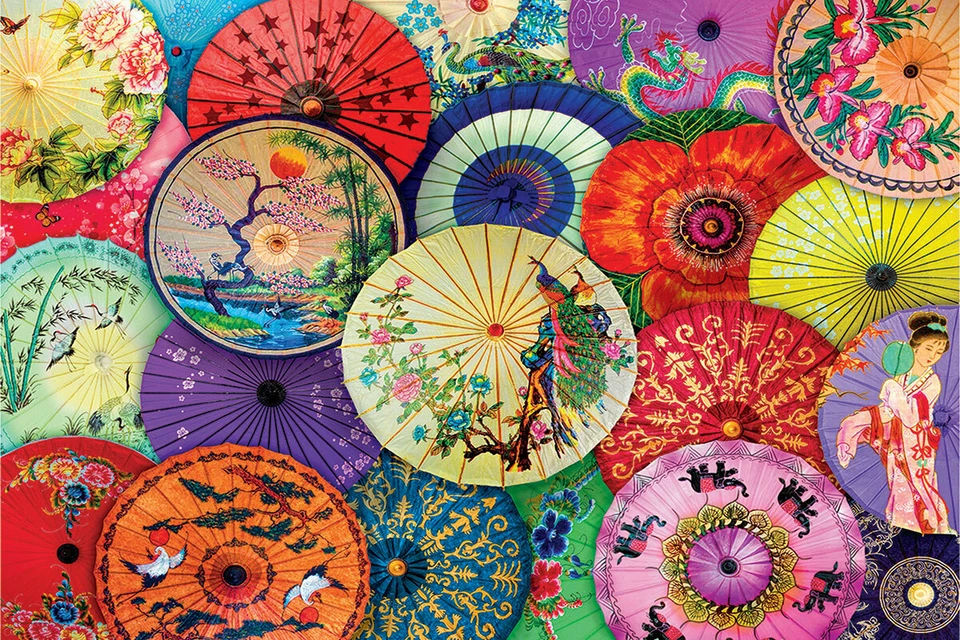 Jigsaw Puzzle Ethnic Japanese Asian Oil Paper Umbrella International 1000 pc NEW - Image 1 of 1